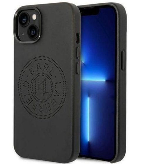 Protectie spate Karl Lagerfeld PU Leather Perforated Logo pentru Apple iPhone 14 Plus (Negru)