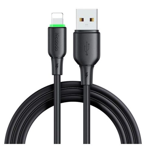Cablu de date Mcdodo USB - Lightning Alpha Series Silicone Fast Charging, LED, 1.2m, Negru
