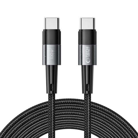 Cablu Date si Incarcare USB-C - USB-C Tech-Protect Ultraboost, 100W, 3m, Gri