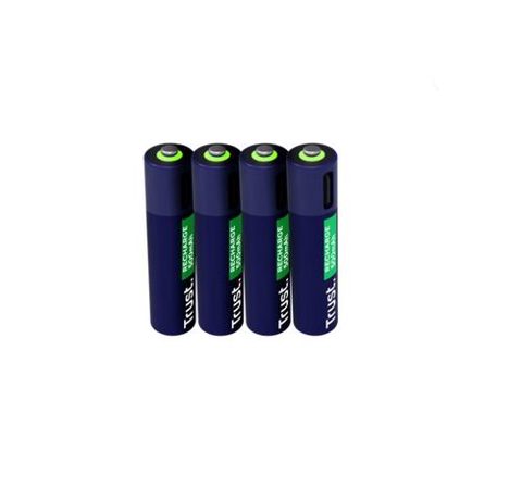 Baterii reincarcabile Trust TR-25671, AAA, USB-C, 4 bucati (Albastru)