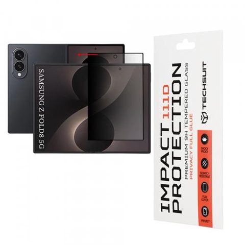Folie de protectie Ecran Interior Privacy Techsuit pentru Samsung Galaxy Z Fold8 F976, Sticla Securizata, Full Glue, 111D