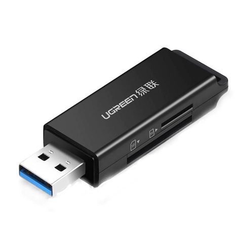 Cititor de carduri Ugreen CM104, Intrare USB 3.0, Sloturi TF / SD, Negru