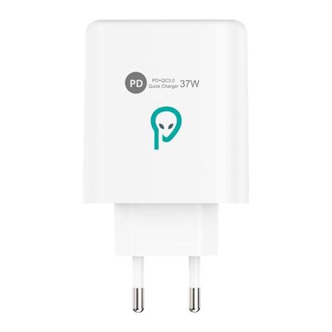 Alimentator retea SPACER Quick Charge 37W, 1 x USB Type-C 20W + 1 x USB QC 3.0 18W, 2 x USB 2.4A + 1 x USB Type-C 2.4A (Alb)