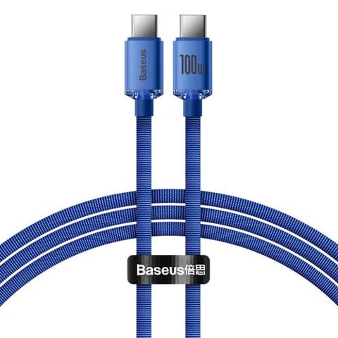 Cablu de incarcare Baseus Crystal Shine Series CAJY000603, USB Type-C la USB Type-C, 100W, 1.2m (Albastru)