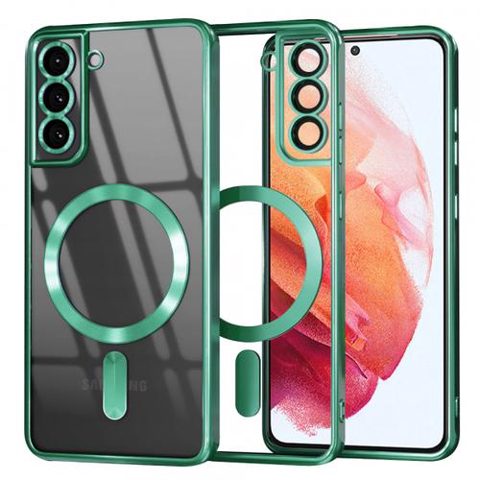 Husa MagSafe pentru Samsung Galaxy S21 5G G991, Techsuit, Luxury Crystal, Verde Deschis