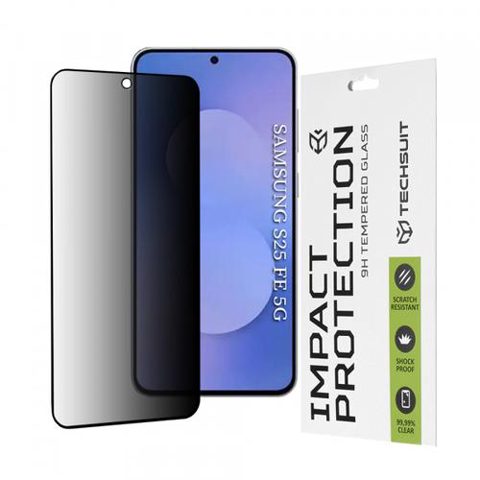 Folie de protectie Ecran Privacy Techsuit pentru Samsung Galaxy S25 FE, Sticla Securizata, Full Glue, 111D