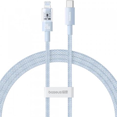 Cablu Date si Incarcare USB-C - Lightning Baseus Gem P10373001311-01, 20W, 2m, Albastru