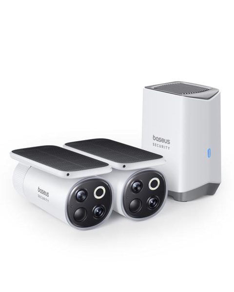 Kit supraveghere video Baseus Security S1 Pro, Wireless, 3K, IP67, Panou Solar integrat, HomeStation H1 + 2 camere video (Alb)