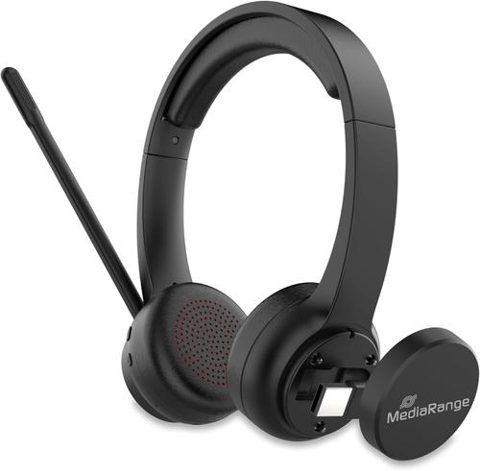 Casti Stereo Wireless MediaRange MROS307, Dongle USB, Blujetooth/2.4GHz, Microfon, ENC (Negru)