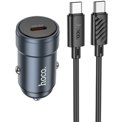 Incarcator Auto Cu Cablu USB-C HOCO Z57, 30W, 3A, 1 x USB-C (Gri)