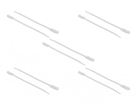 Set 10 buc bride L 270 x W 4.8 mm cu eticheta Alb, Delock 18957