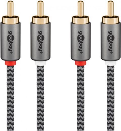 Cablu audio 2 x RCA la 2 x RCA T-T 5m brodat, Goobay Plus G65295