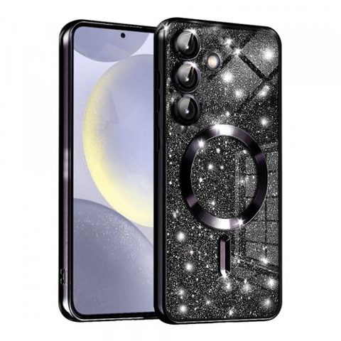 Husa MagSafe pentru Samsung Galaxy S24+ S926, Techsuit, Luxury Glitter, Neagra