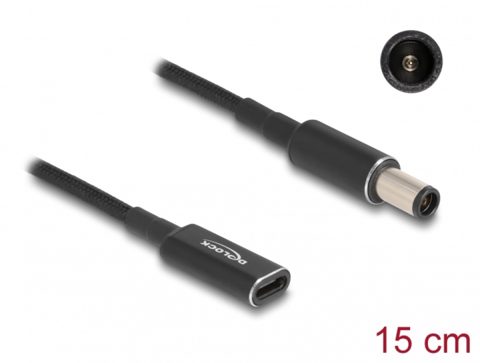 Adaptor de incarcare laptop USB type C la HP 7.4 x 5.0 mm M-T 0.15m, Delock 60032