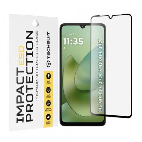 Folie de protectie Ecran Techsuit pentru Motorola Moto G06 Power / G06, Sticla Securizata, Full Glue, Neagra