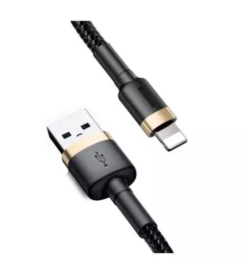Cablu de date Baseus Cafule, Lightning - USB, 1 metru, 2.4A (Auriu/Negru)