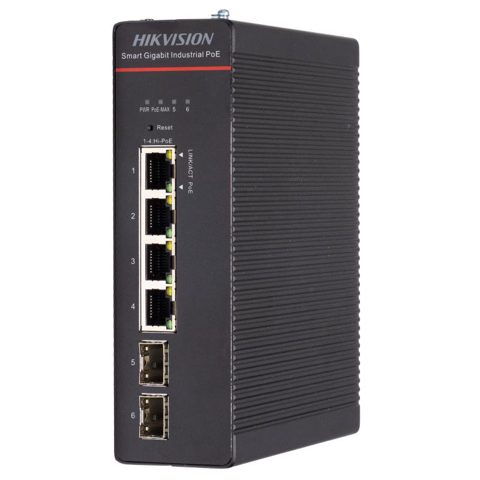 Switch pentru mediu industrial Hikvision DS-3T1506HP-SI-4P2F, 4 porturi, PoE