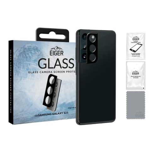 Folie Sticla Camera Eiger pentru Samsung Galaxy S21, 9H, 0.33mm (Negru)