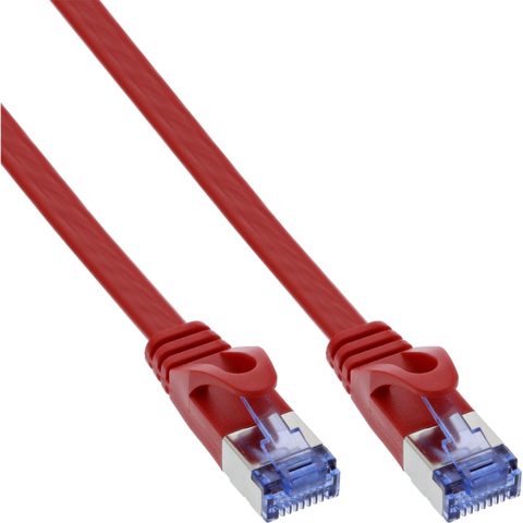 Cablu de retea RJ45 flat FTP Cat.6A 10m Rosu, InLine IL71800R