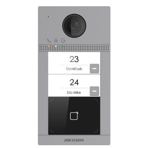 Post de exterior videointerfon IP Hikvision DS-KV8213-WME1, WiFi, 2 butoane de apelare, pentru 2 familii, montaj aplicat