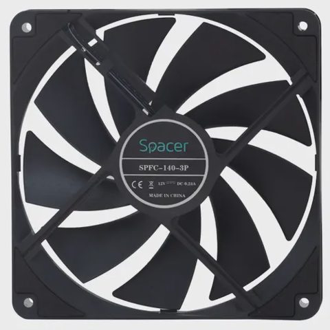 Ventilator Spacer PC 140x140x25 mm SPFC-140-3P, rulment hydraulic , 67.6 CFM, conector 3-pin, Negru