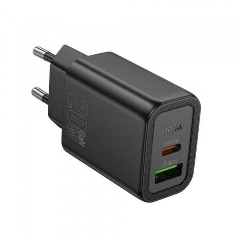 Incarcator Retea HOCO N61, 20W, 3A, 1 x USB-A - 1 x USB-C (Negru)