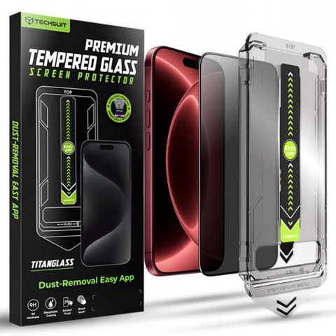 Folie de protectie Ecran Privacy Techsuit TitanGlass pentru Apple iPhone 18 Pro Max, Sticla Securizata, Full Glue