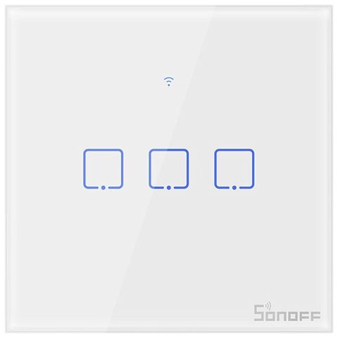 Intrerupator Smart cu Touch Wifi + RF 433 Sonoff T1 EU TX, (3 canale)
