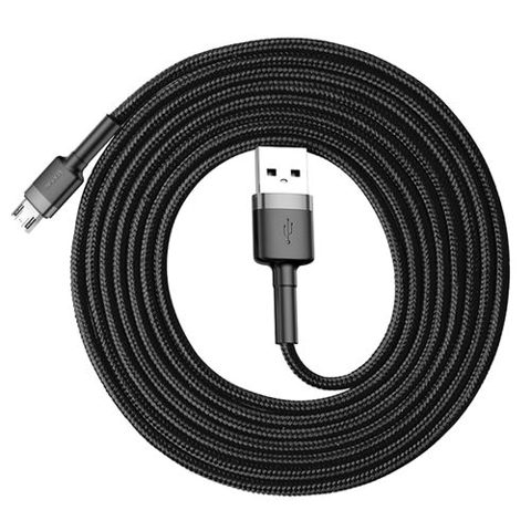 Cablu Date si Incarcare Ultrarezistent Mesh Textil Baseus Cafule Micro, USB la Micro USB, Negru, Ultra Rezistent, 2 Metri