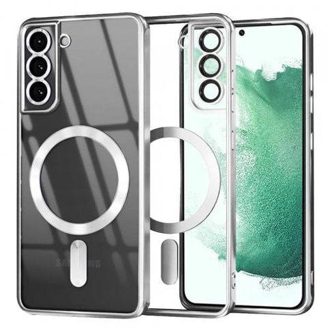 Husa MagSafe pentru Samsung Galaxy S22+ 5G S906, Techsuit, Luxury Crystal, Argintie