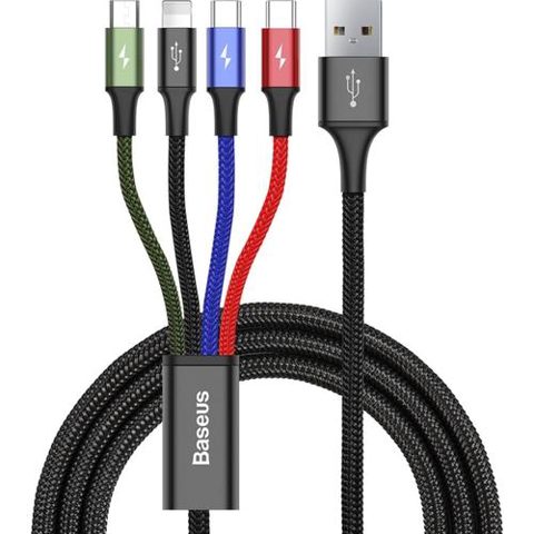 Cablu de date Baseus, USB - Lightning/MicroUSB/2 x USB la USB Type-C, 1.2 m, Negru