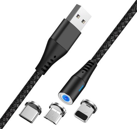 Cablu Incarcare USB - Lightning / USB Type-C / MicroUSB MaXlife MXUC-02, 2A, 1 m, Negru