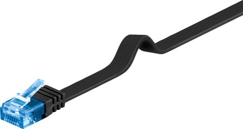 Cablu de retea RJ45 CAT 6A flat UTP 10m Negru, Goobay 96367