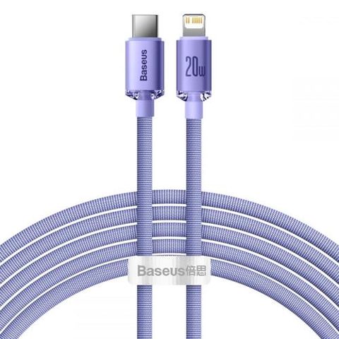 Cablu pentru incarcare si transfer de date Baseus Crystal Shine, USB Type-C/Lightning, 20W, 2m, Mov