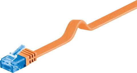 Cablu de retea RJ45 CAT 6A flat UTP 2m Orange, Goobay G96321