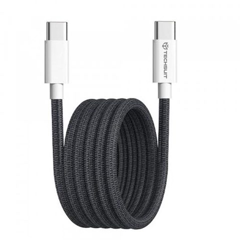 Cablu Date si Incarcare USB-C - USB-C Techsuit PCB114D, 60W, 1m, Negru
