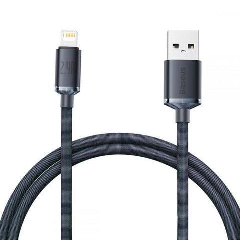 Cablu de date Baseus Crystal Shine, USB/Lightning, 2.4A, 1.2m, Negru