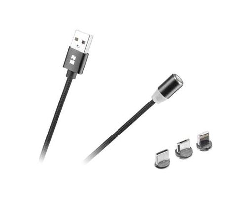 Cablu USB magnetic 3 in 1 Rebel 100 cm negru, USB-C