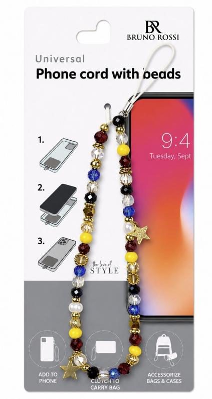 Snur Telefon cu Margele Bruno Rossi BT-22, Multicolor