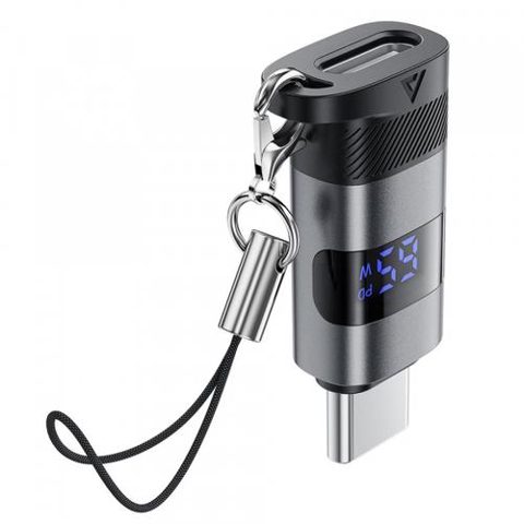 Adaptor Date si Incarcare USB-C - USB-C Acefast J9 Display (Gri)