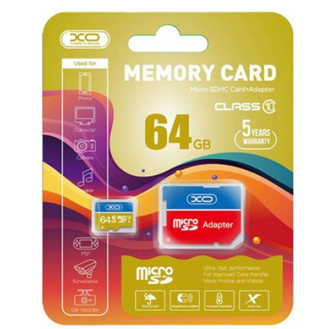 Card de memorie MicroSD, clasa 10, 64GB, adaptor SD GSM192634 / 6920680861033