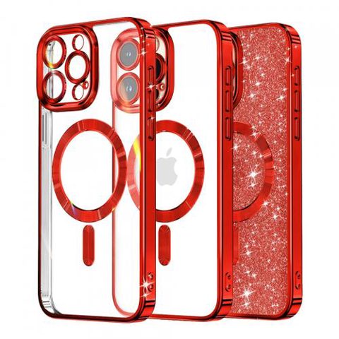 Husa MagSafe pentru Apple iPhone 16 Pro Max, Techsuit, Luxury Glitter, Rosie