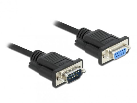 Cablu prelungitor serial RS-232 D-Sub 9 pini T-M 2m Negru, Delock 86579