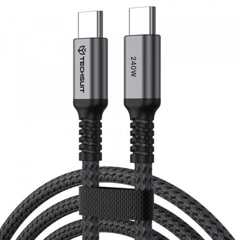 Cablu Date si Incarcare USB-C - USB-C Techsuit TitanSync Pro CX2, 240W, 2m, Gri