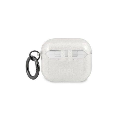 Husa Casti pentru Apple Airpods 3 Karl Lagerfeld Glitter Karl's Head KLA3UKHGS (Argintiu)