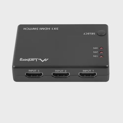 Switch video Lanberg 42433, HDMI, 3D, alimentare microUSB, 5V, 1A, Negru