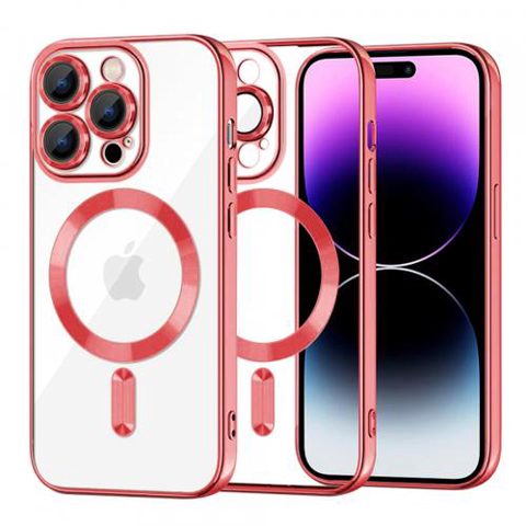 Husa MagSafe pentru Apple iPhone 14 Pro Max, Techsuit, Luxury Crystal, Rosie