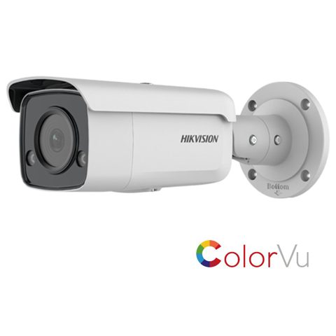 Camera IP ColorVu Hikvision DS-2CD2T47G2-L-4mm, 4MP, lentila 4mm, lumina alba 60m, 130 dB WDR, slot card, PoE, IP67