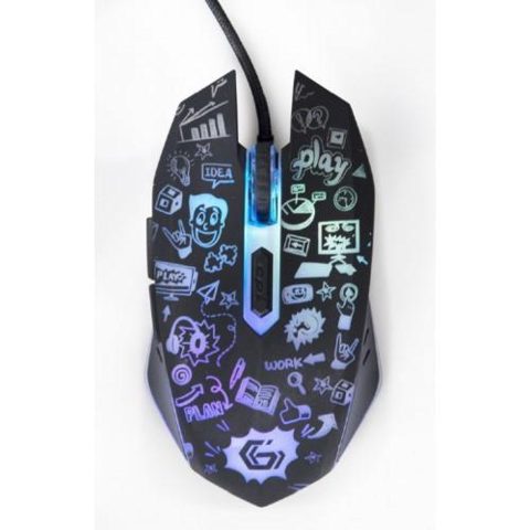 Mouse Gaming GEMBIRD MUS-6B-GRAFIX-01, USB, 3600 dpi, iluminare RGB (Negru)