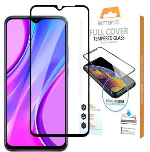 Folie Protectie Sticla Securizata Lemontti LFSTFFXR9ABK pentru Xiaomi Redmi 9A (Transparent/Negru)